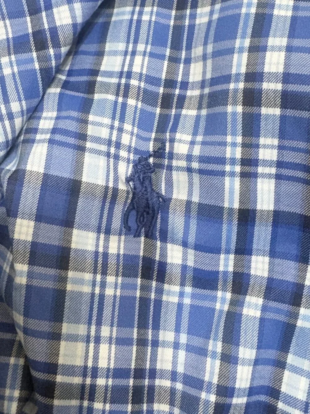 Men's Polo Ralph Lauren Performance Short Sleeve Plaid Blue White 4XB LIKE NEW